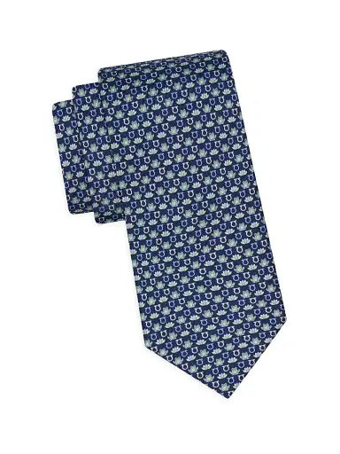 Ferragamo Men's Frog Print Silk Tie | Thumbnail 1