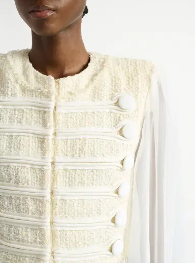 Balmain Cropped tweed and muslin jacket | Thumbnail 7 Balmain Cropped tweed and muslin jacket | Thumbnail 7