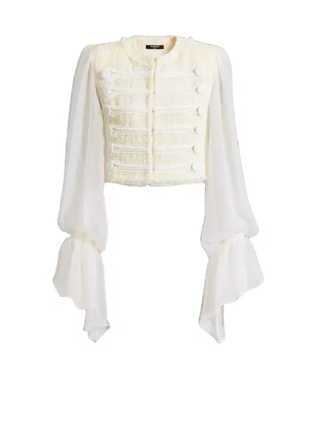 Cropped tweed and muslin jacket