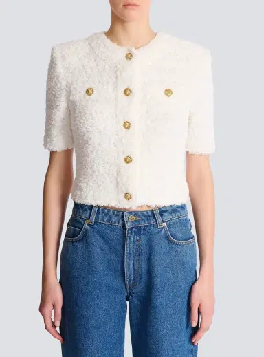 Balmain Cardigan in dotted tweed | Thumbnail 5 Balmain Cardigan in dotted tweed | Thumbnail 5