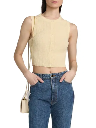 A.L.C. Women's Lottie Cotton-Blend Knit Sleeveless Top - Butter - Size XL | Thumbnail 3