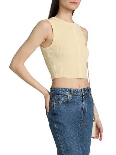 A.L.C. Women's Lottie Cotton-Blend Knit Sleeveless Top - Butter - Size XL | Thumbnail 4