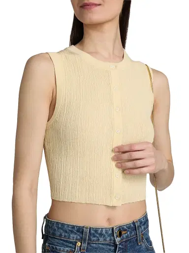 A.L.C. Women's Lottie Cotton-Blend Knit Sleeveless Top - Butter - Size XL | Thumbnail 6