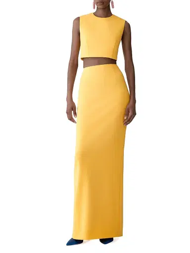 Carolina Herrera Women's Stretch-Virgin Wool Column Maxi Skirt - Daffodil | Thumbnail 2