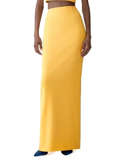 Carolina Herrera Women's Stretch-Virgin Wool Column Maxi Skirt - Daffodil | Thumbnail 3