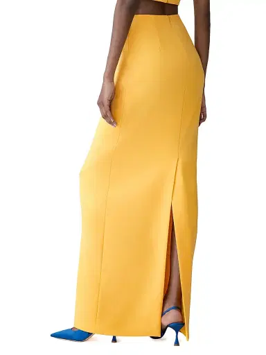 Carolina Herrera Women's Stretch-Virgin Wool Column Maxi Skirt - Daffodil | Thumbnail 4