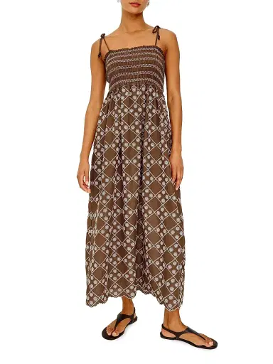 RAILS Women's Becca Eyelet Cotton Midi-Dress - Cocoa Daisy Embroidery - Size XS | Thumbnail 2