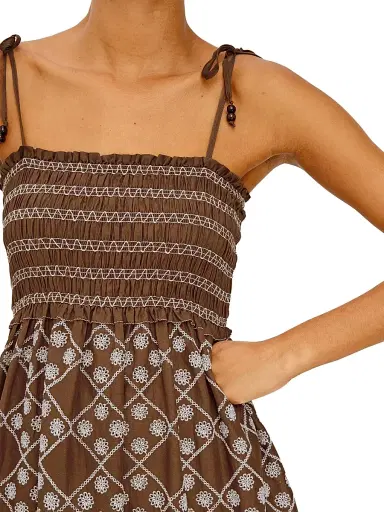 RAILS Women's Becca Eyelet Cotton Midi-Dress - Cocoa Daisy Embroidery - Size XS | Thumbnail 4
