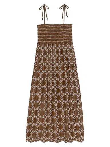 RAILS Women's Becca Eyelet Cotton Midi-Dress - Cocoa Daisy Embroidery - Size XS | Thumbnail 1
