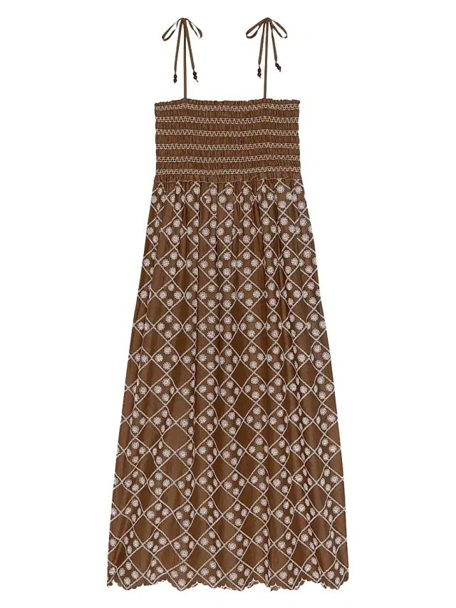 Rails Women's Becca Eyelet Cotton Midi-Dress - Cocoa Daisy Embroidery