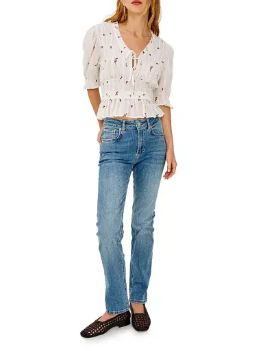 RAILS Women's Fontaine Floral-Embroidered Cotton Top - White Wildflowers | Thumbnail 2