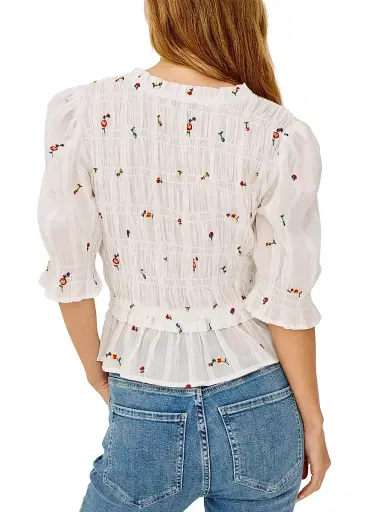 RAILS Women's Fontaine Floral-Embroidered Cotton Top - White Wildflowers | Thumbnail 4