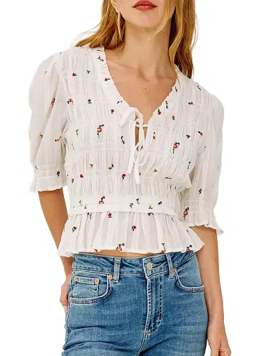 RAILS Women's Fontaine Floral-Embroidered Cotton Top - White Wildflowers | Thumbnail 1