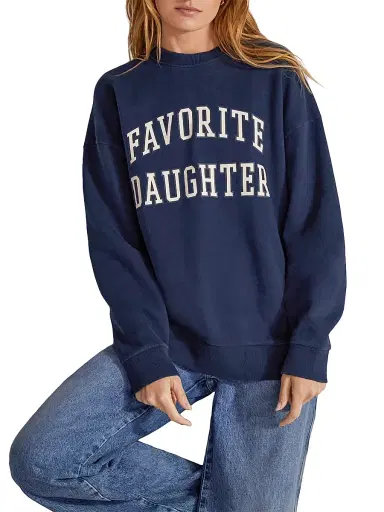 Favorite Daughter Women's Collegiate Oversized Logo Cotton-Blend Sweatshirt - Navy - Size XS | Thumbnail 3 Favorite Daughter Women's Collegiate Oversized Logo Cotton-Blend Sweatshirt - Navy - Size XS | Thumbnail 3