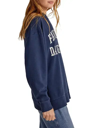 Favorite Daughter Women's Collegiate Oversized Logo Cotton-Blend Sweatshirt - Navy - Size XS | Thumbnail 4 Favorite Daughter Women's Collegiate Oversized Logo Cotton-Blend Sweatshirt - Navy - Size XS | Thumbnail 4