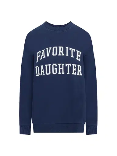 Favorite Daughter Women's Collegiate Oversized Logo Cotton-Blend Sweatshirt - Navy - Size XS | Thumbnail 1 Favorite Daughter Women's Collegiate Oversized Logo Cotton-Blend Sweatshirt - Navy - Size XS | Thumbnail 1