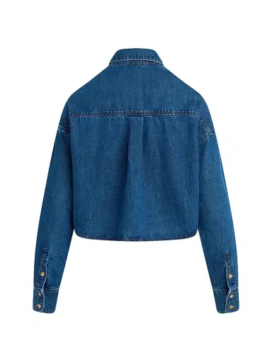 Favorite Daughter Women's The Crop Denim Ex Boyfriend Shirt - Deerfield - Size XL | Thumbnail 3