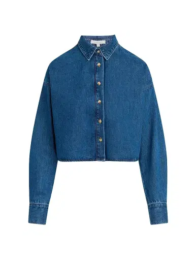 Favorite Daughter Women's The Crop Denim Ex Boyfriend Shirt - Deerfield - Size XL | Thumbnail 1