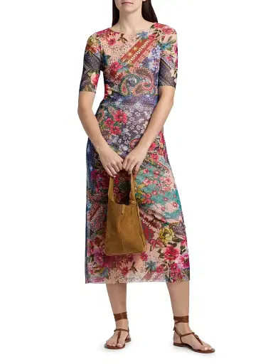 Johnny Was Women's Astrid Evie Printed Mesh Midi-Dress | Thumbnail 2