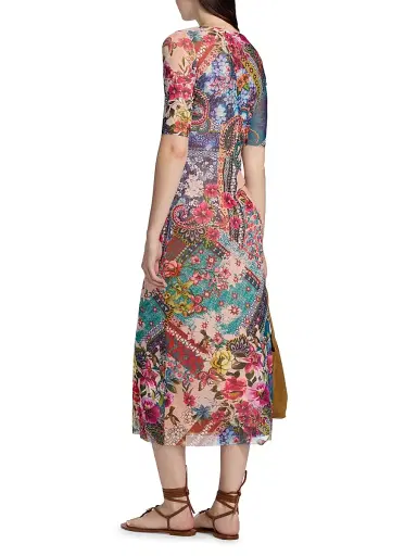 Johnny Was Women's Astrid Evie Printed Mesh Midi-Dress | Thumbnail 5