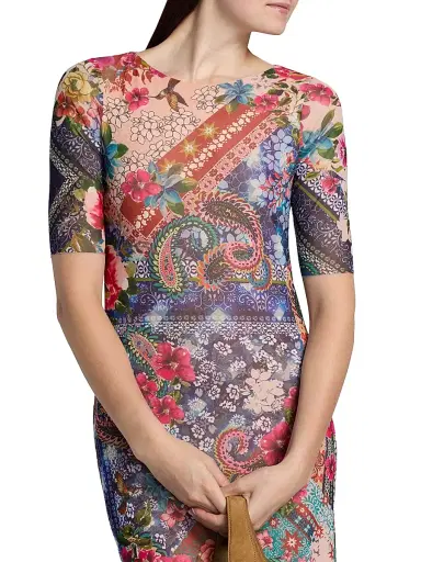 Johnny Was Women's Astrid Evie Printed Mesh Midi-Dress | Thumbnail 6
