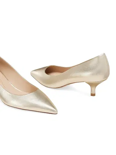 Stuart Weitzman Women's Power 50MM Leather Pumps - Light Gold - Size 9.5 | Thumbnail 4 Stuart Weitzman Women's Power 50MM Leather Pumps - Light Gold - Size 9.5 | Thumbnail 4