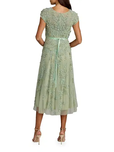 Mac Duggal Women's Petite Floral-Embroidered Mesh Midi-Dress | Thumbnail 2