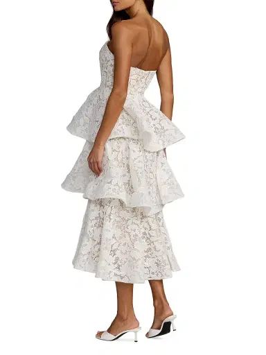Mac Duggal Women's Beaded Lace Strapless Midi-Dress - | Thumbnail 2