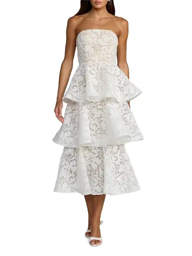 Mac Duggal Women's Beaded Lace Strapless Midi-Dress - | Thumbnail 1