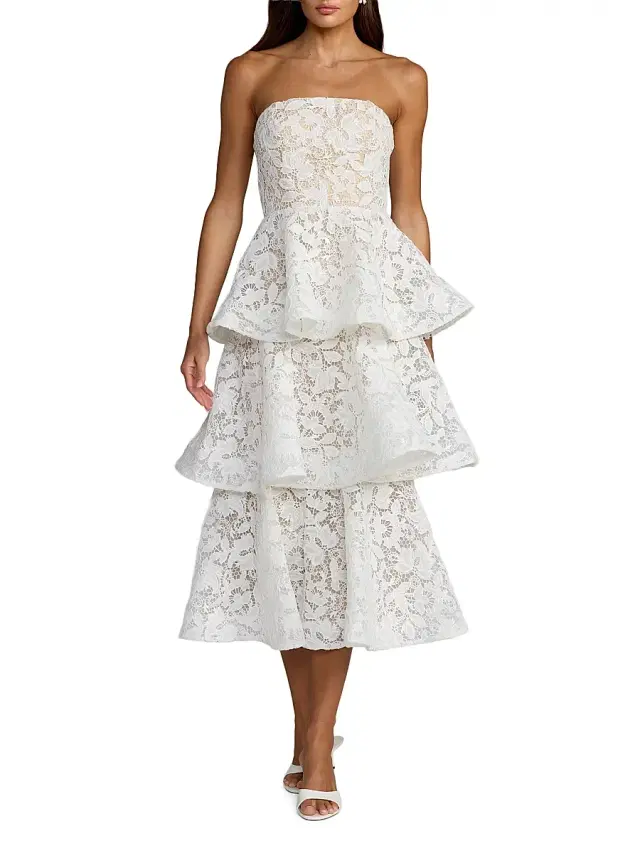 Mac Duggal Women's Beaded Lace Strapless Midi-Dress -