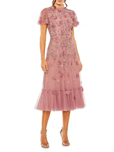 Mac Duggal Women's Petite Embellished Tulle A-Line Midi-Dress | Thumbnail 1 Mac Duggal Women's Petite Embellished Tulle A-Line Midi-Dress | Thumbnail 1