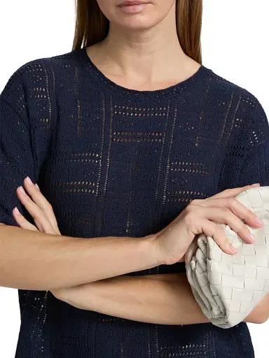 rag & bone Women's Morgan Open-Knit Cotton-Blend Top - Navy | Thumbnail 6