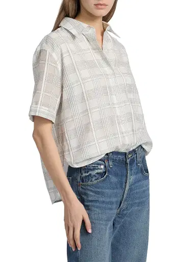 rag & bone Women's Connie Plaid Cotton-Silk Short-Sleeve Shirt | Thumbnail 4 rag & bone Women's Connie Plaid Cotton-Silk Short-Sleeve Shirt | Thumbnail 4