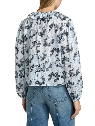 Ulla Johnson Women's Siena Snakeskin-Printed Cotton-Blend Top - Ciel | Thumbnail 5