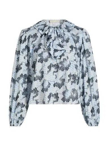 Ulla Johnson Women's Siena Snakeskin-Printed Cotton-Blend Top - Ciel | Thumbnail 1