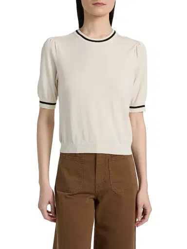 Frame Women's The Gathered Knit Top - Cream Multi - Size XL | Thumbnail 3