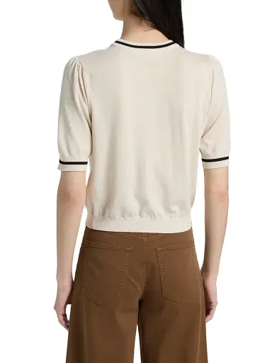 Frame Women's The Gathered Knit Top - Cream Multi - Size XL | Thumbnail 5