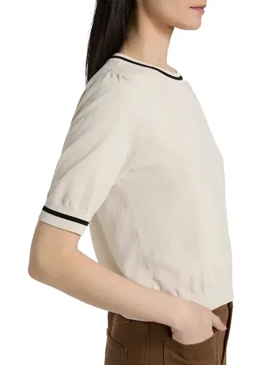 Frame Women's The Gathered Knit Top - Cream Multi - Size XL | Thumbnail 6