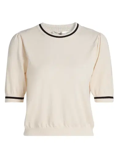 Frame Women's The Gathered Knit Top - Cream Multi - Size XL | Thumbnail 1
