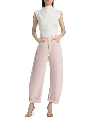 Frame Women's The Bubble Cotton Barrel-Leg Jeans - Taffy | Thumbnail 2