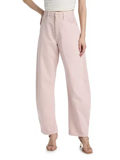 Frame Women's The Bubble Cotton Barrel-Leg Jeans - Taffy | Thumbnail 3