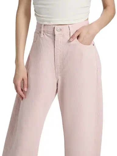 Frame Women's The Bubble Cotton Barrel-Leg Jeans - Taffy | Thumbnail 6