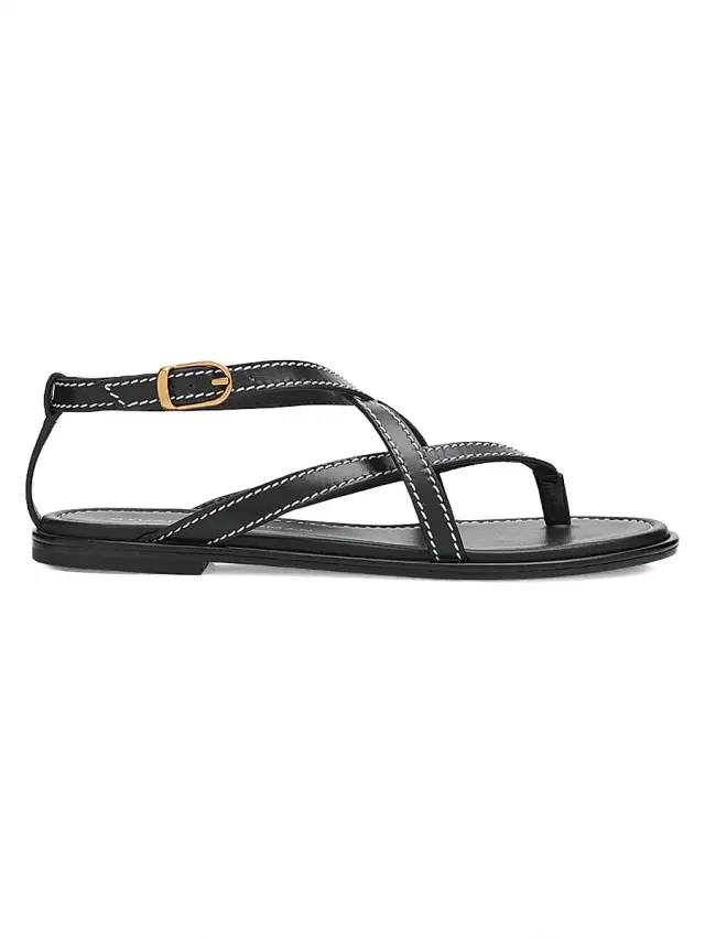 Stuart Weitzman Women's Park Leather Sandals - Black