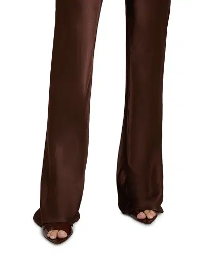 LAMARQUE Women's Emile Satin Relaxed-Fit Pants - Brown - Size Large | Thumbnail 6