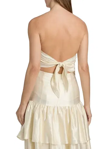 LAMARQUE Women's Baila Strapless Satin Scarf Top - Cream - Size Medium | Thumbnail 5 LAMARQUE Women's Baila Strapless Satin Scarf Top - Cream - Size Medium | Thumbnail 5
