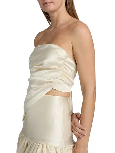 LAMARQUE Women's Baila Strapless Satin Scarf Top - Cream - Size Medium | Thumbnail 6 LAMARQUE Women's Baila Strapless Satin Scarf Top - Cream - Size Medium | Thumbnail 6