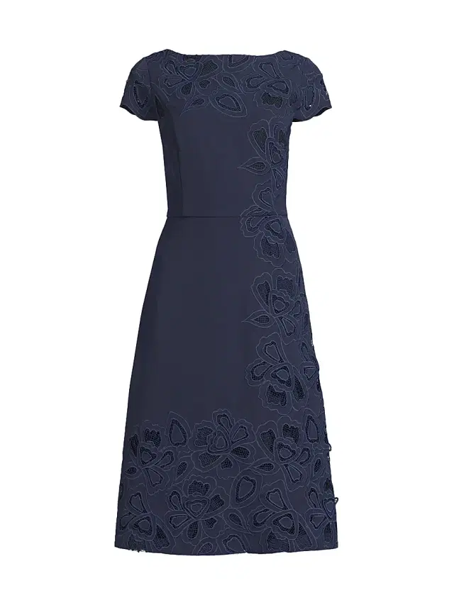 Kay Unger Women's Juliette Lace-Trimmed Cocktail Dress - Dark Midnight