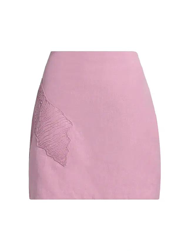 Women's Milana Embroidered Cotton-Linen Miniskirt - Violet Isla