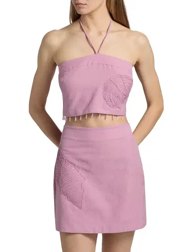 Amur Women's Chelly Embroidered Cotton-Linen Top | Thumbnail 3