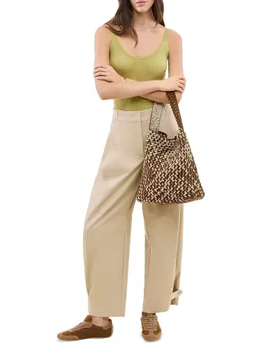 NAGHEDI Women's Nomad Medium Double Weave Denim Hobo Shoulder Bag - Carmel | Thumbnail 2 NAGHEDI Women's Nomad Medium Double Weave Denim Hobo Shoulder Bag - Carmel | Thumbnail 2